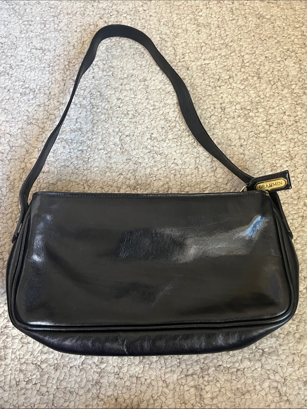 Brahmin Black Gloss Leather Shoulder Bag